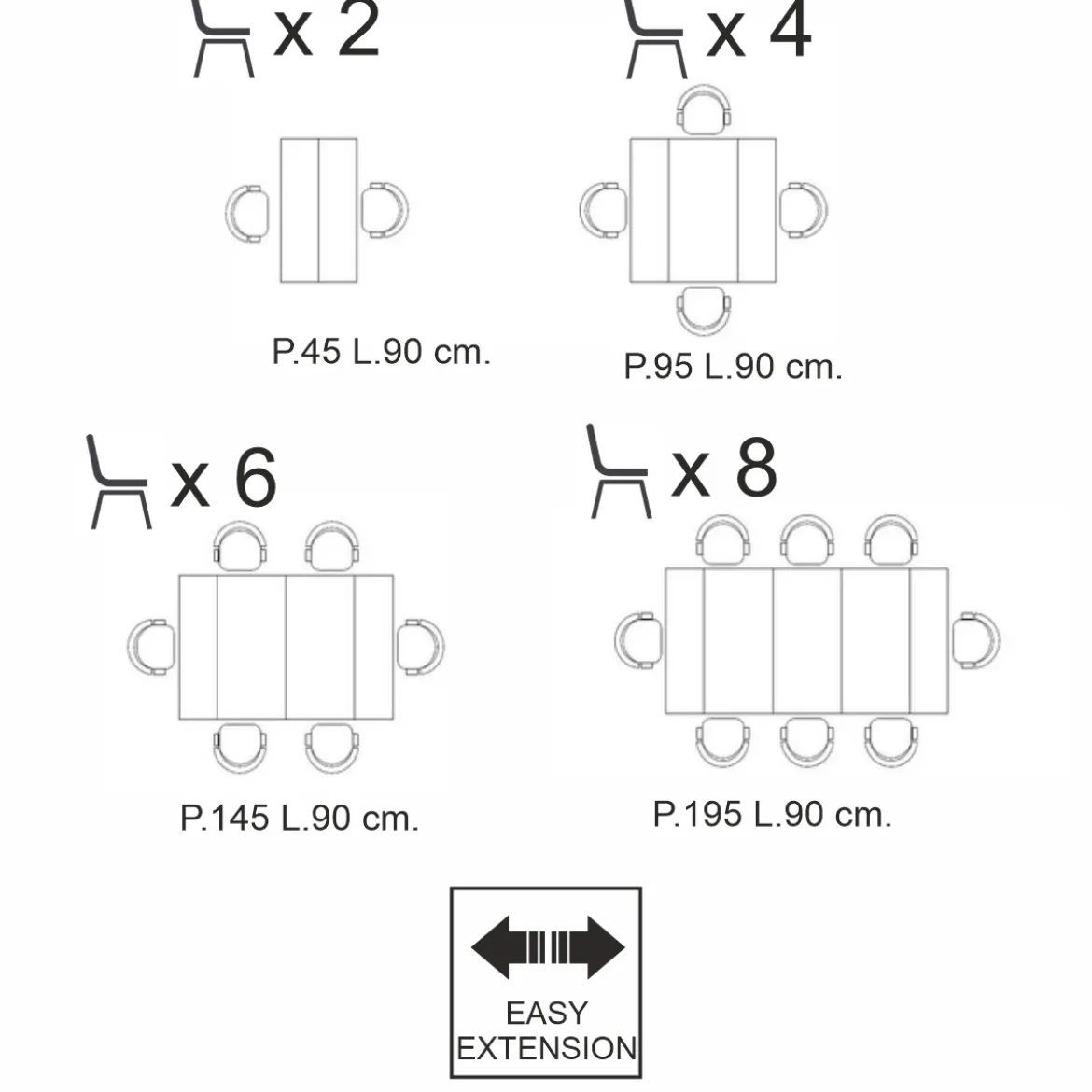 Adelaide tavolo consolle allungabile dark wood noce mdf melaminico h75 p45/95/145/195 l90 2-8 posti
