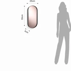 Afterlight oval specchio da parete in acciaio nero opaco specchio di colore rose gold 25x3 h55 cm