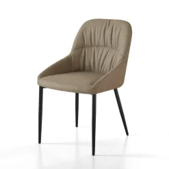 Alice Brown Sedia Imbottita tessuto marrone chiaro easy clean struttura metallo nero opaco h85 l50 p57 seduta h45