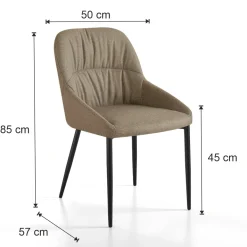 Alice Brown Sedia Imbottita tessuto marrone chiaro easy clean struttura metallo nero opaco h85 l50 p57 seduta h45