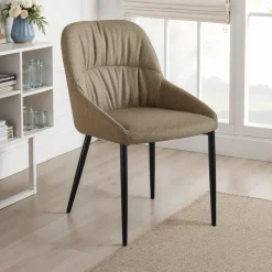 Alice Brown Sedia Imbottita tessuto marrone chiaro easy clean struttura metallo nero opaco h85 l50 p57 seduta h45