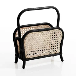 Alopa black portariviste in rattan nero 40x20xh41 cm