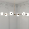 Alycia a clear lampadario acciaio verniciato ottone anticato opaco sfere in vetro trasparente cm 120 x 68 h90