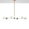 Alycia a lampadario in metallo verniciato ottone opaco e sfere in vetro bianco opaco 120x68 h90-150 cm