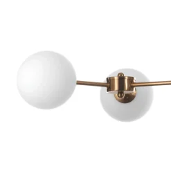Alycia a lampadario in metallo verniciato ottone opaco e sfere in vetro bianco opaco 120x68 h90-150 cm