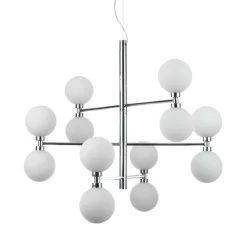 Alycia b lampadario in metallo cromato sfere in vetro bianco opaco con cavo regolabile d75 h56 cm