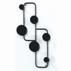 Anya appendiabiti da parete in acciaio nero opaco 6 pomelli 50x7xh20 cm