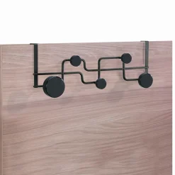 Anya appendiabiti per porta in acciaio nero opaco 5 pomelli 50x11xh16 cm