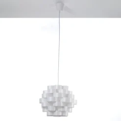 Arca lampadario in polipropilene bianco opaco con filo regolabile d40 h30 cm