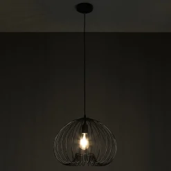 Arcon b lampadario con paralume in filo di acciaio nero opaco ø.42 h.32