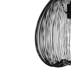 Arcon lampadario in metallo nero opaco con paralume in filo di acciaio e tessuto nero d35 h36 cm