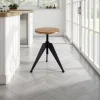 Arko sgabello regolabile a vite in legno finitura rovere e metallo grigio opaco 38x38xh40-60 cm