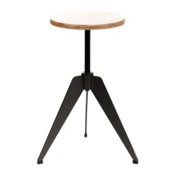 Arko sgabello regolabile a vite in legno finitura rovere e metallo grigio opaco 38x38xh40-60 cm