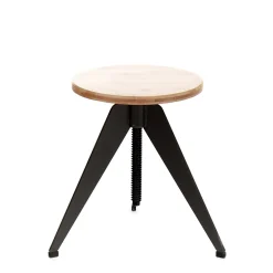 Arko sgabello regolabile a vite in legno finitura rovere e metallo grigio opaco 38x38xh40-60 cm