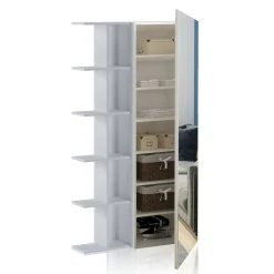 Art libreria / guardaroba / scarpiera bianca finitura larice con anta a specchio 87.5x28xh160 cm