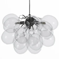 Balloons transparent lampadario in acciaio cromato 17 sfere in vetro trasparente 40x40xh25 cm