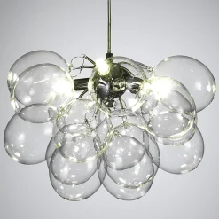 Balloons transparent lampadario in acciaio cromato 17 sfere in vetro trasparente 40x40xh25 cm