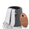 Barril dark grey pouf imbottito contenitore in tessuto grigio scuro e legno finitura rovere d40xh45 cm