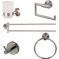 Basic bicchiere porta spazzolini da parete class in metallo e vetro satinato h10 l65 p10 cm