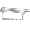 Basilica appendiabiti cappelliera legno laccato bianco opaco e metallo satinato cromato 70x30xh20 cm