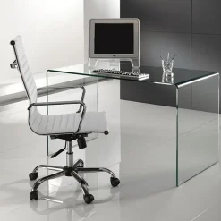Bend Scrivania in Vetro Curvato spessore 12 mm, 126 x 70 x h 74 cm