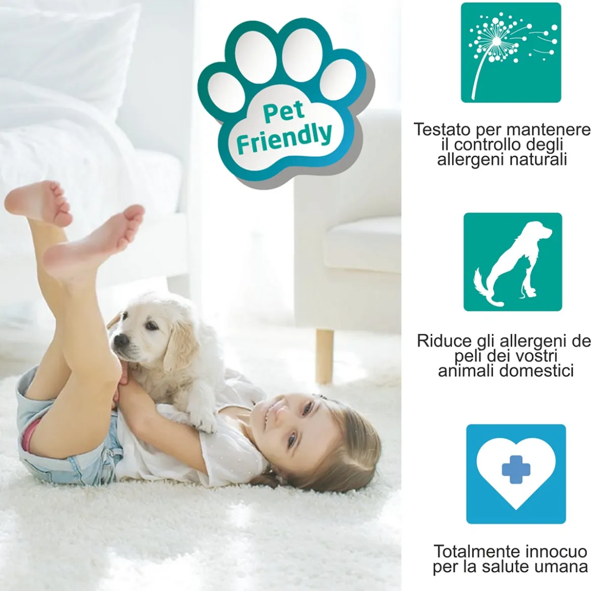 Berber 02 tappeto cm 133 x 190 pet friendly riduce gli allergeni