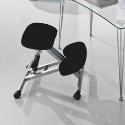 Bergen sgabello ergonomico in metallo finitura alluminio seduta tessuto nero 46x50 h55/65 cm