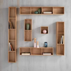 Billa mensola contenitore 3 vani impiallacciata rovere l90 p15 h20 cm