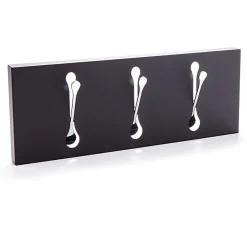 Bin 3 black appendiabiti da muro in metallo nero opaco h18 l48 p3 cm