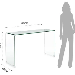Bridg 125 consolle in vetro curvato 125x40xh70 cm