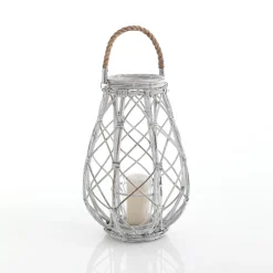 Bubu lanterna in rattan grigia e vetro 36x36xh50 cm