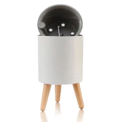 Calla-a vaso autoinnaffiante esterno interno bianco opaco e legno massello finitura rovere 1.5 litri d19xh33 cm