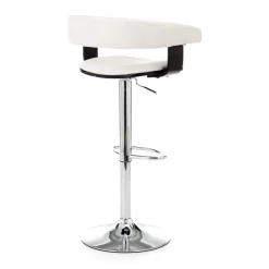 Casting white sgabello regolabile pelle sintetica bianco e metallo cromato 54x46xh82-102 cm