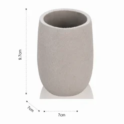 Cement bicchiere portaspazzolini in poliresina effetto cemento colore grigio 7x7 h9.7 cm