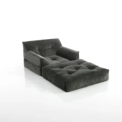 Chaise longue chic grey poltrona rivestimento 100% cotone grigio 90x90xh75