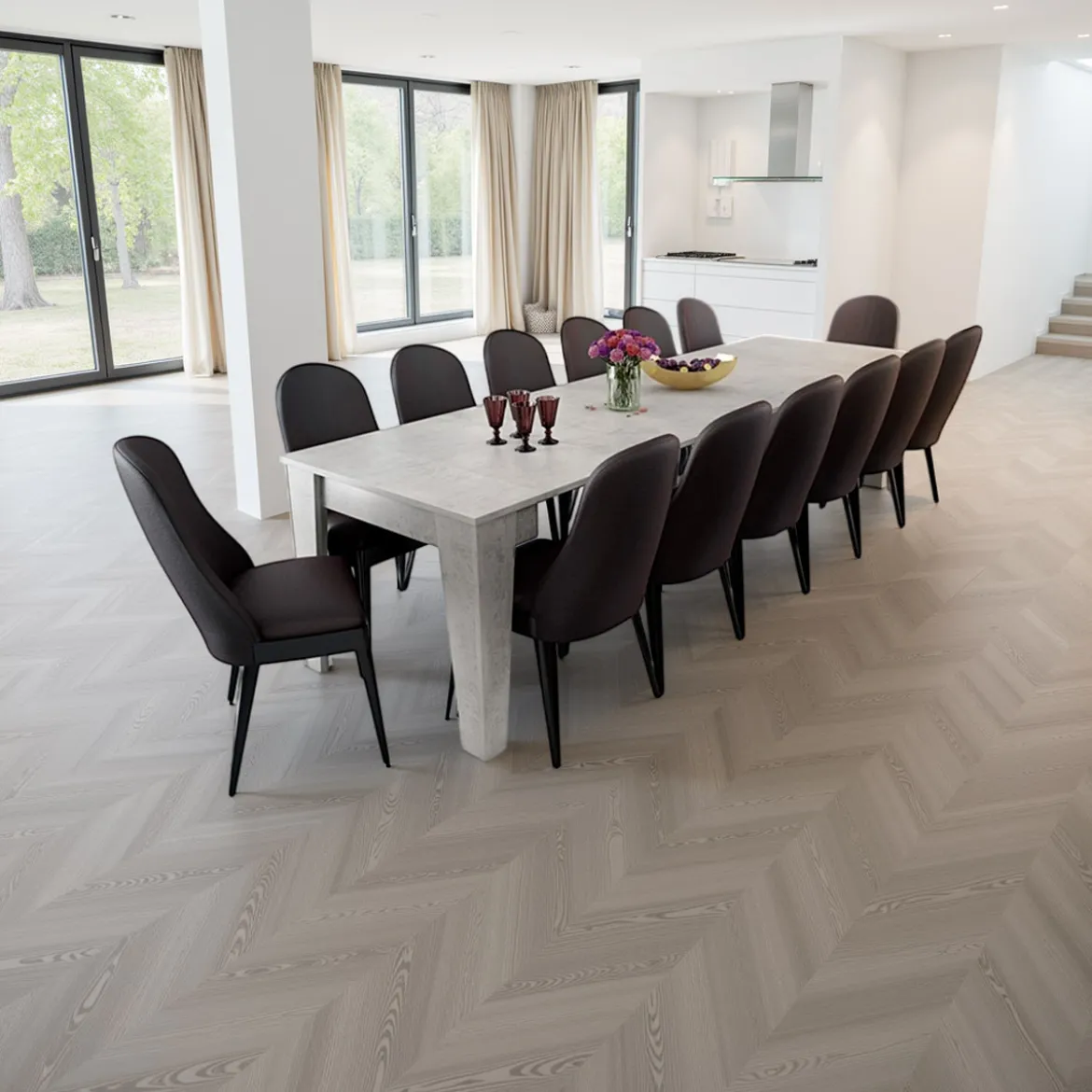 Charlie cement tavolo / consolle allungabile finitura grigio cemento con 6 prolunghe 54-306x90 cm