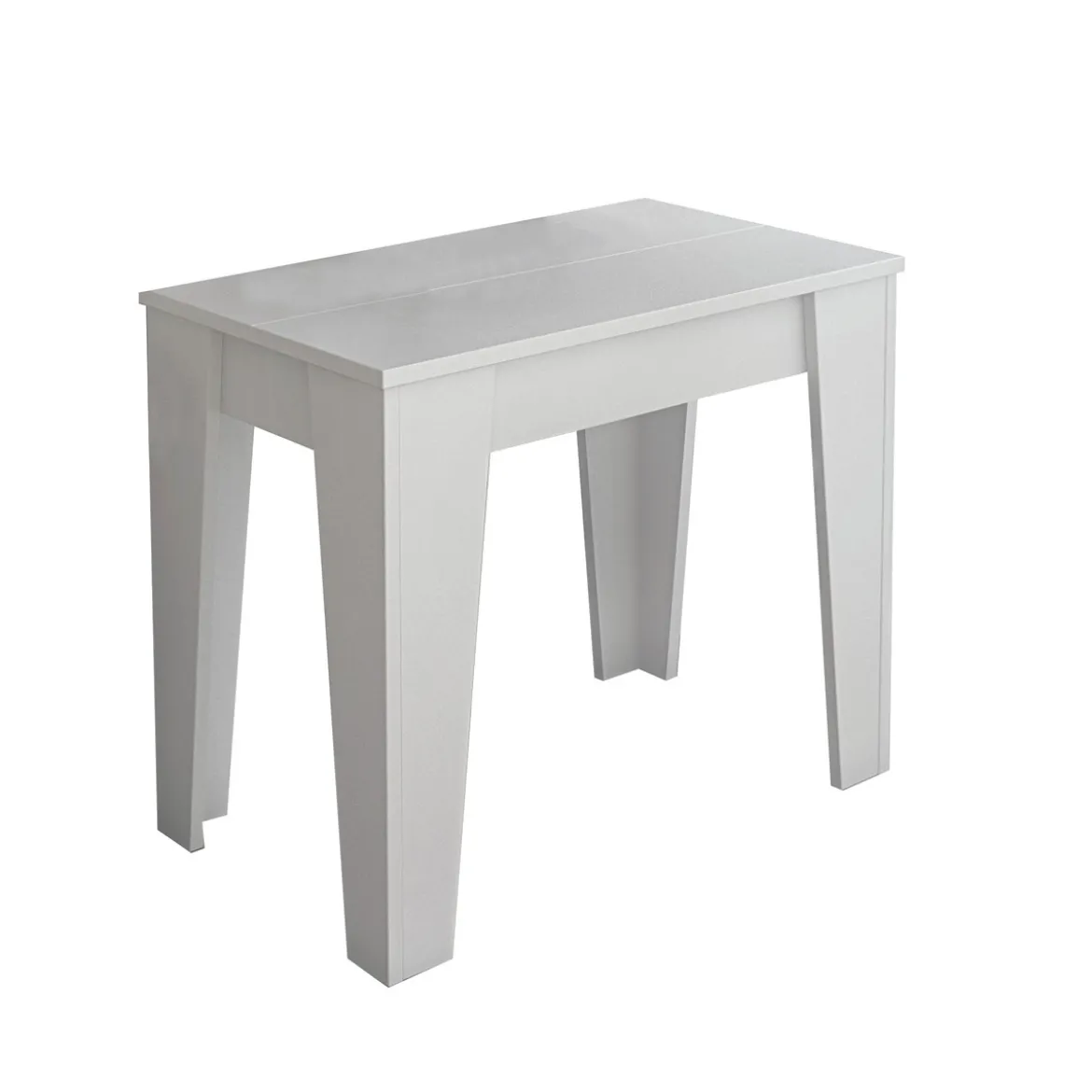 Charlie white tavolo / consolle allungabile finitura larice bianco con 6 prolunghe 54-306x90 cm