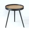 Charlotte tavolino / comodino verniciata nero opaco piano impiallacciato in rovere invecchiato d46 h53.5 cm
