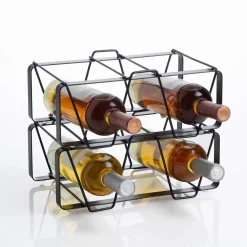 Cin cantinetta modulare nella porta bottiglie in acciaio nero opaco 2 bottiglie 30x12xh12 cm