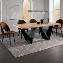 Cleft Oak Tavolo Fisso impiallacciato finitura Rovere e base in metallo nero opaco 200x100 cm