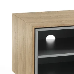 Clew madia porta tv impiallacciata finitura rovere anta laccata grigio scuro opaco l170 p40 h51 cm