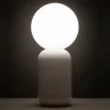 Clip lampada da tavolo in ceramica bianco opaco con sfera in vetro bianco opaco d14 h32 cm
