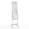 Coffer lux specchiera da terra con contenitore e luci led laccata bianco opaco 38x40 h155 cm