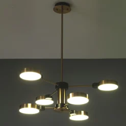 Combo a lampadario led in metallo verniciato ottone d60 h74 cm