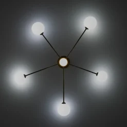 Combo globe lampadario in acciaio verniciato ottone anticato opaco 92x92xh16.5 cm