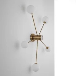 Combo globe lampadario in acciaio verniciato ottone anticato opaco 92x92xh16.5 cm