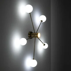 Combo globe lampadario in acciaio verniciato ottone anticato opaco 92x92xh16.5 cm
