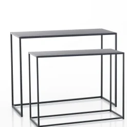 Consolle Doppia THIN in Acciaio Antracite Opaco Grande, 100x40xh77.5 Piccola, 90x38xh67.5 cm