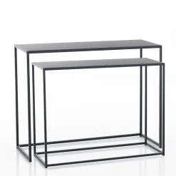 Consolle Doppia THIN in Acciaio Antracite Opaco Grande, 100x40xh77.5 Piccola, 90x38xh67.5 cm