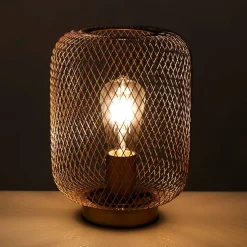 Crate lampada da tavolo in filo di metallo ottone anticato opaco d20 h27 cm